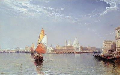 Venezianische Kanalszene mit der Salute in der Ferne von Arthur Joseph Meadows